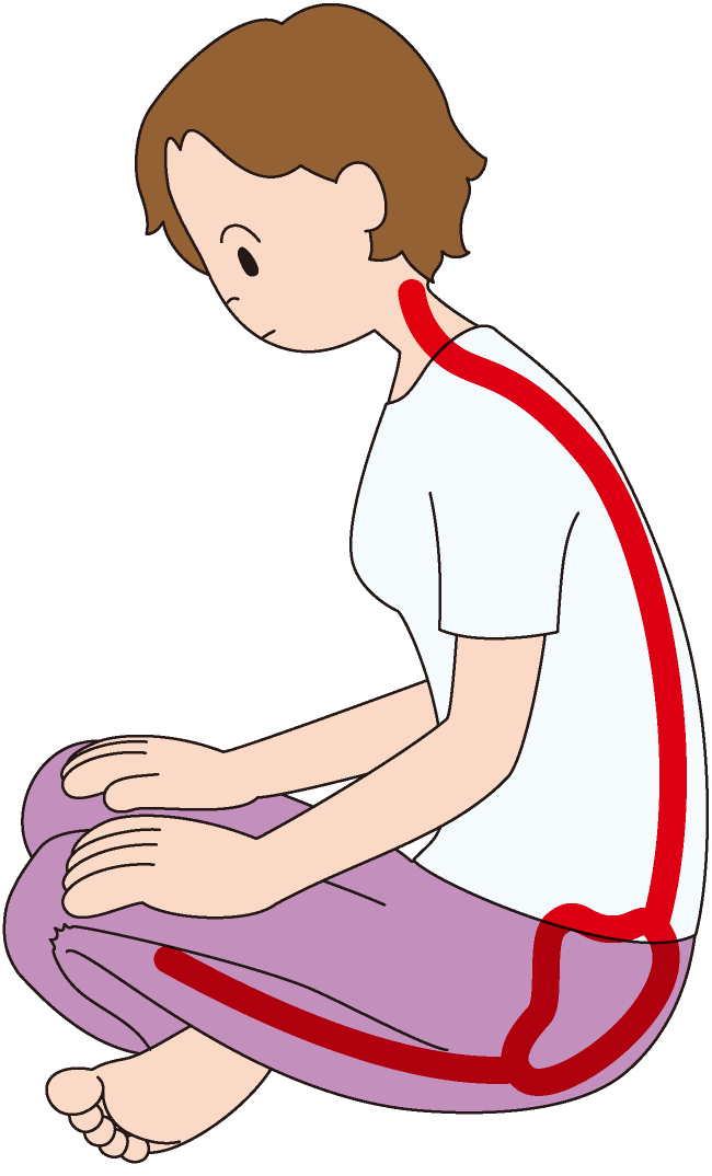 長時間座っていると猫背気味になりがち